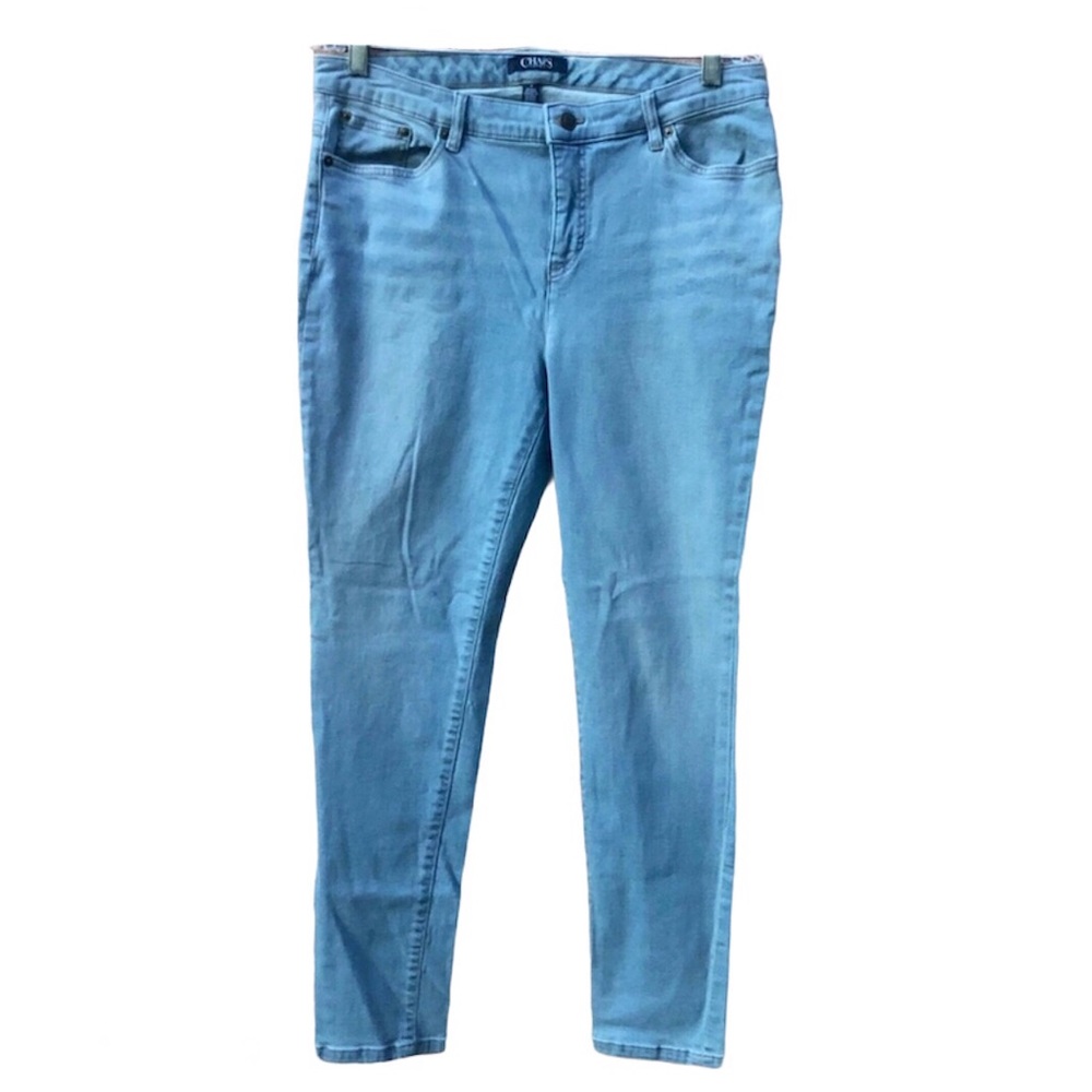 Chaps Madden Slim Leg Faded Denim Whiskered Light Wash Jeans Casual Pants EUC 14